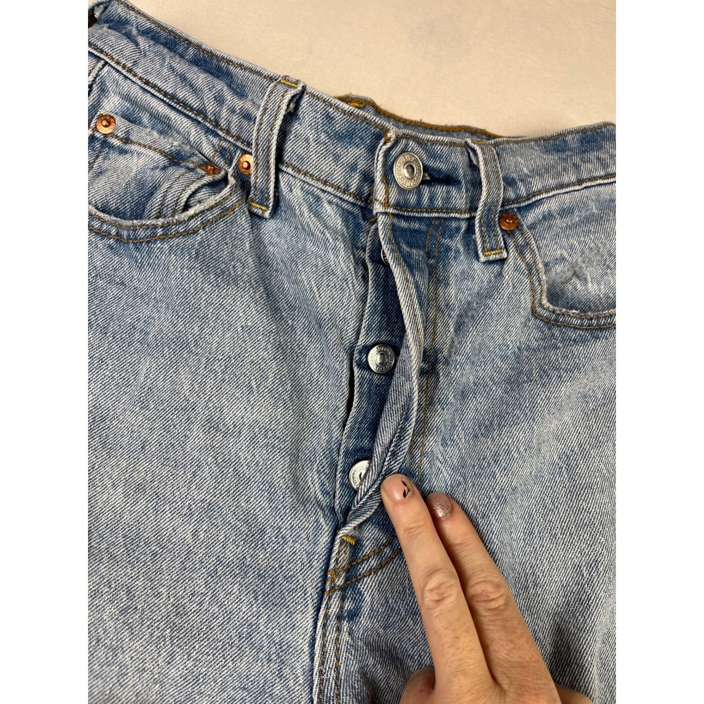 Levis Premium Ribcage Straight Ankle Jeans Light Wash Blue 23 High Rise Denim - Picture 6 of 10